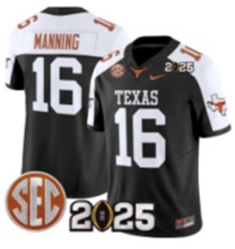 Men 2025 Texas Longhorns #16 Manning Black Nike NCAA Jersey style 03->ncaa teams->NCAA Jersey
